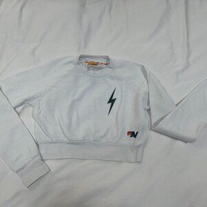 Aviator Nation White Cropped Sweatshirt